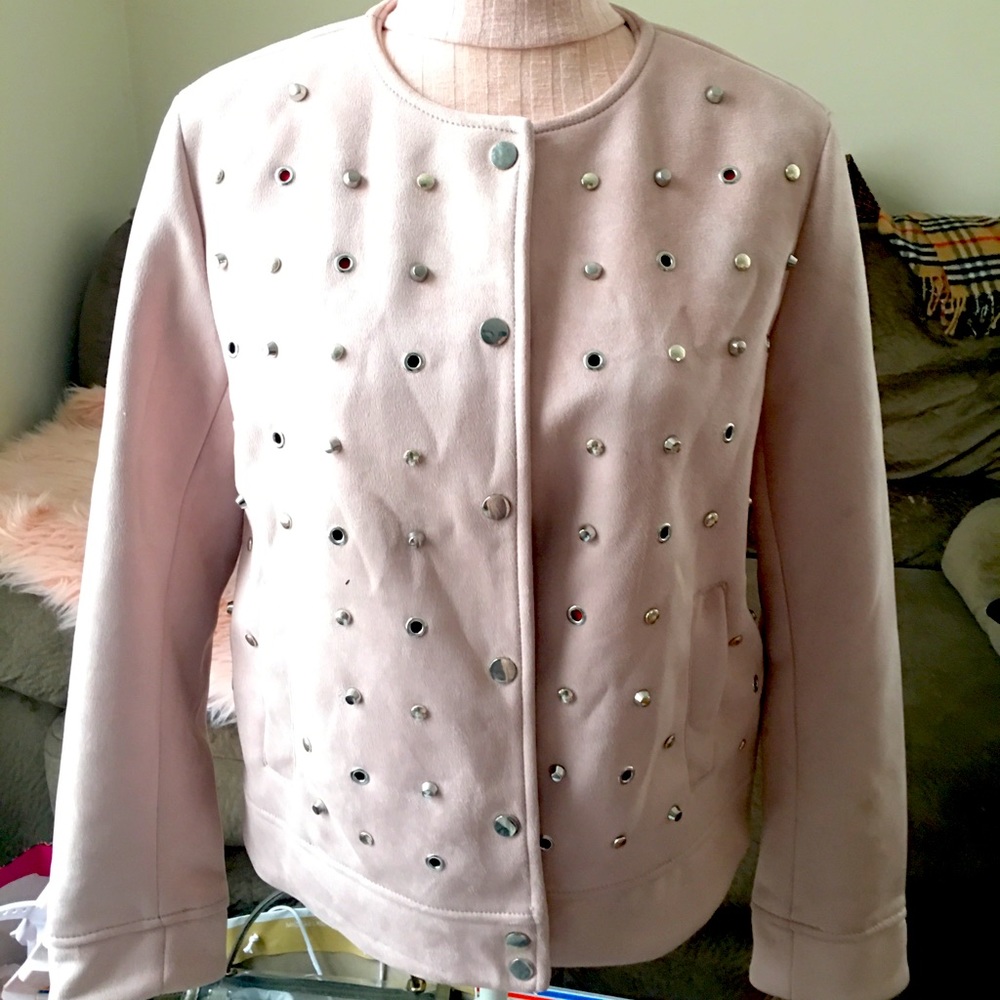 Zara blush pink studded jacket